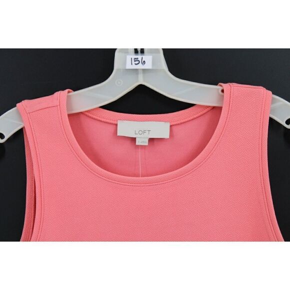 LOFT SIZE SMALL SALMON PINK SLEEVELESS BLOUSE FILIGREE BOTTOM TRIM NWT - Picture 2 of 7